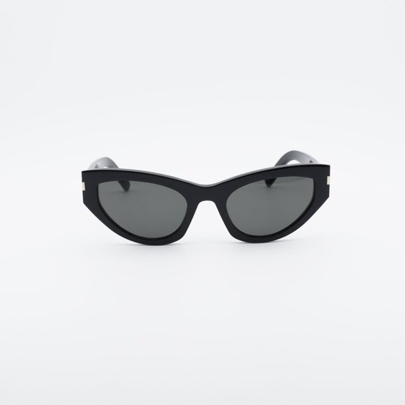 Saint Laurent SL215 GRACE 001 Sunglasses Black Cat Eye Frame, Grey Lenses main image 6